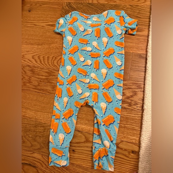 Little Bum Bums Dreamsicle Bamboo Zipper Short Sleeve Romper size 12-18 Months - Picture 4 of 5